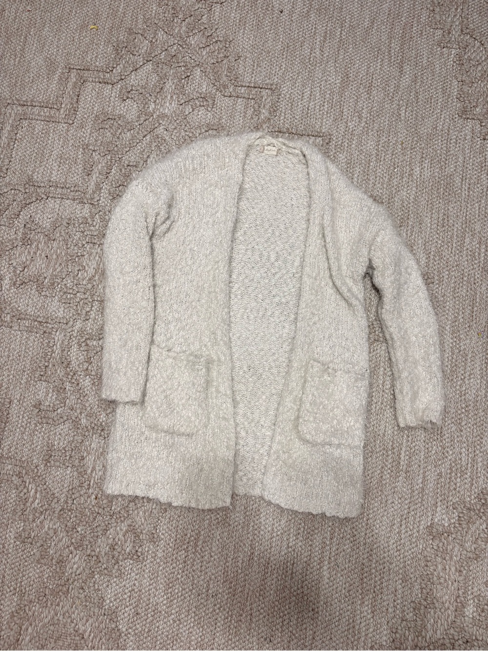 Altar'd State Cream Open-Front Fuzzy Cardigan